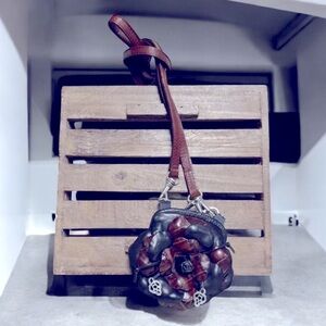 Brighton Rosalie flower petal brown black rose crossbody convertible coin purse